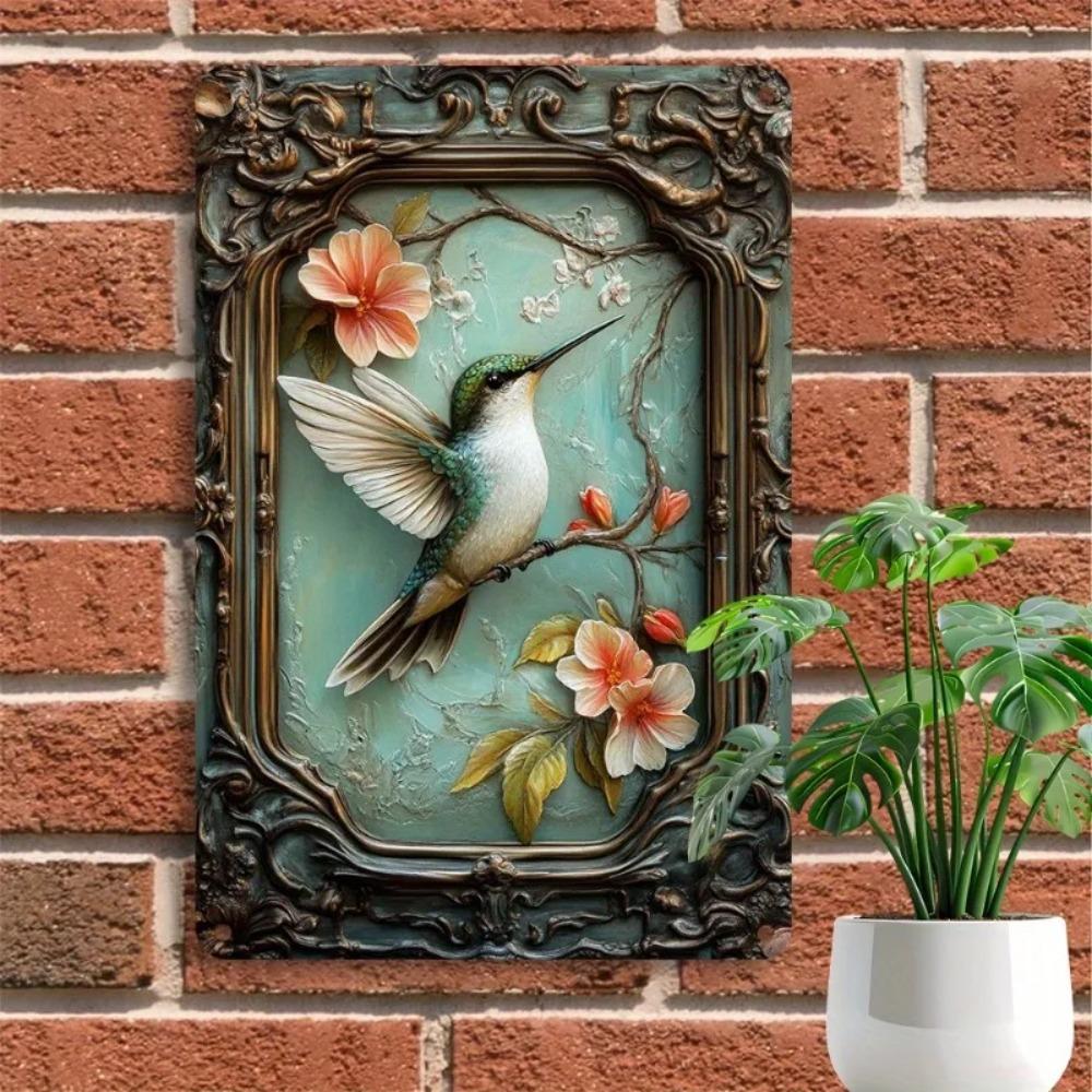 Vintage Hummingbird Floral Aluminum Metal Wall Art xin pc Home Decor