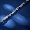 17CM Rhodium Plated Elegant Blue Rectangular Floral Zircon Women Hand Bracelet