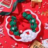 Adjustable Red Green Christmas Cat Collar Handmade Santa Claus Reindeer Knitted Drool Bib Scarf Pet Cat New Year Collars
