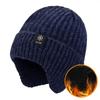 Winter Warm Knit Beanie for Men Fleece Lined with Ear Protection Thickened Soft Polyester Beanie Adjustable Grip Beanie