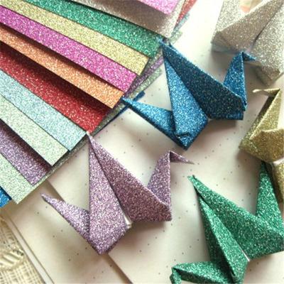 Papier cartonné Origami à paillettes, 12 feuilles de papier cartonné pour artisanat, feuille de poudre d'or, papier éponge brillant à paillettes, pour la maternelle
