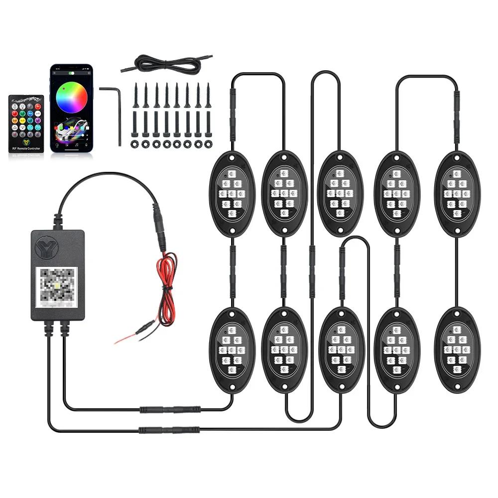 RGB LED Rock Light, Neues Rock Light für LKW mit APP/Fernbedienung & Musikmodus für Pickup Off Road Jeep SV ATV UTV Autos
