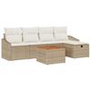 Garden Sofa Set with Cushions and Storage 6 Pieces Beige Poly Rattan