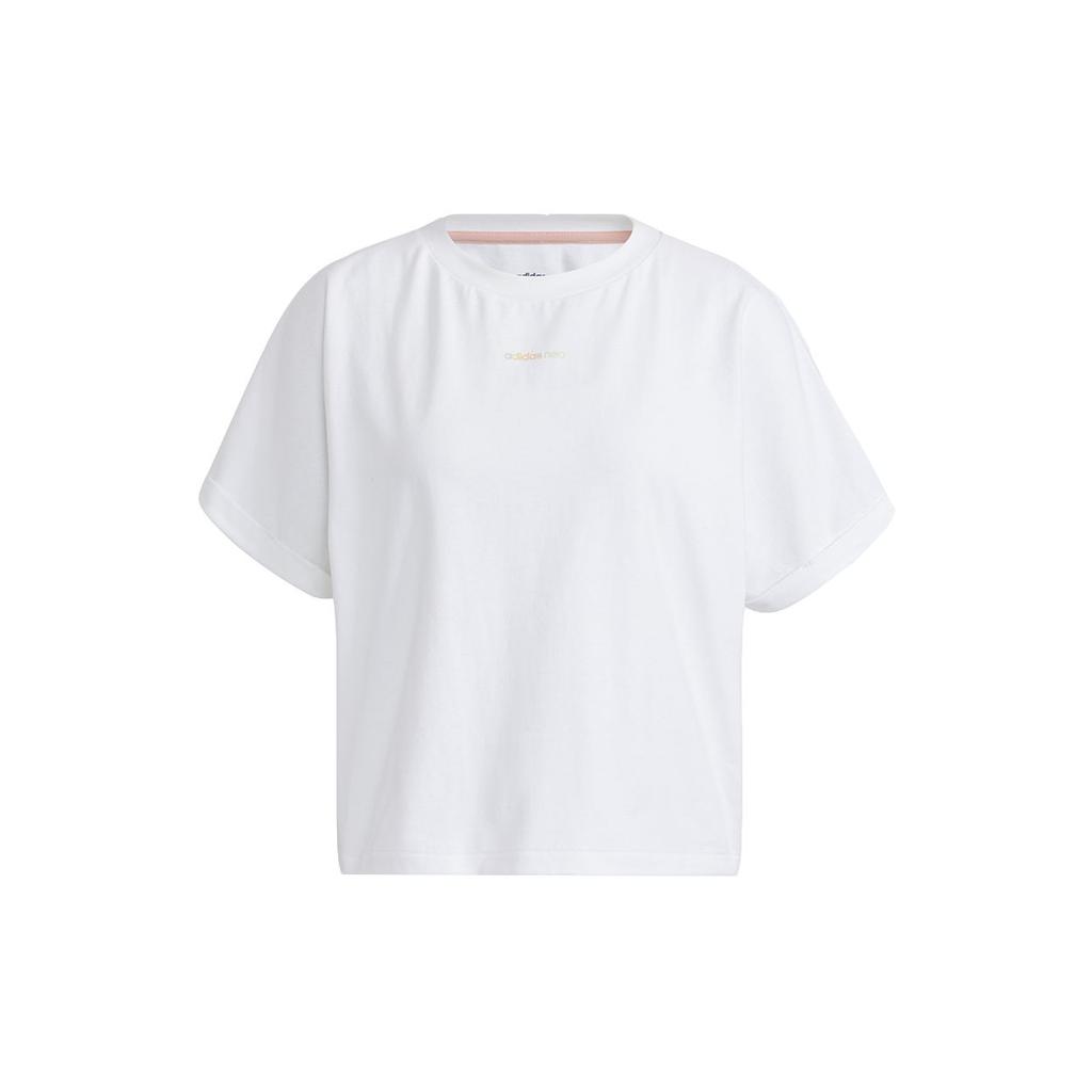 Adidas Neo Casual Straight-Leg Letter Print Sports T-Shirt Women Tops White H16281