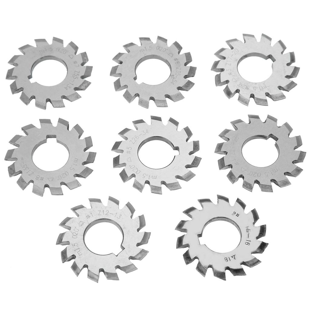 8Pcs Gear Cutter High Speed Steel Cutting Tool Industrial Supplies M1.5 20 Degrees 5mm 6mm