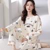 1011 New Imitation Cotton Pajamas Women's Spring and Autumn Long Sleeves Can Be Worn Outside Cute Spring and Autumn Women's Autumn Loungewear