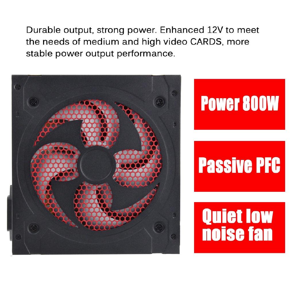 800W Herní PC Napájecí zdroj PFC Tichý ventilátor ATX 20+4pin 12V PC Počítač SATA Herní PC Napájecí zdroj pro Intel AMD