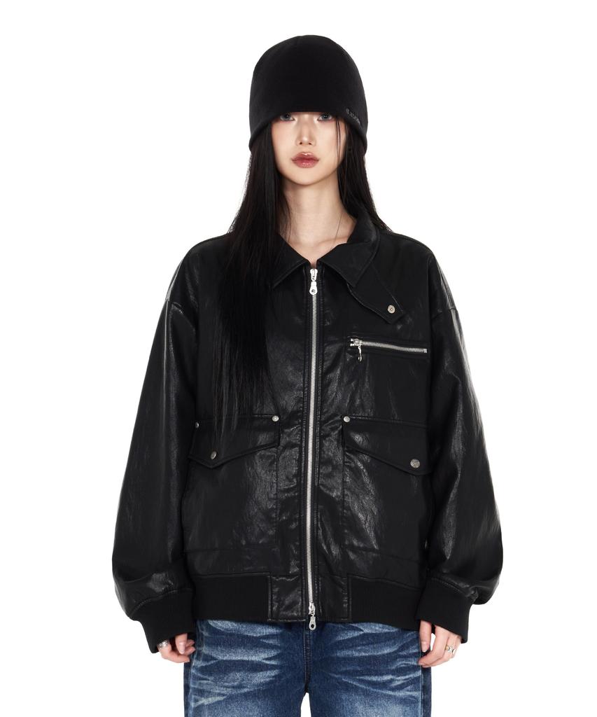 Idws Misty Leather Blouson Black