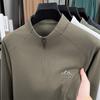 Men's 2025 Solid Color Stand Collar Zipper T-Shirt - Long Sleeve Casual Autumn Pullover