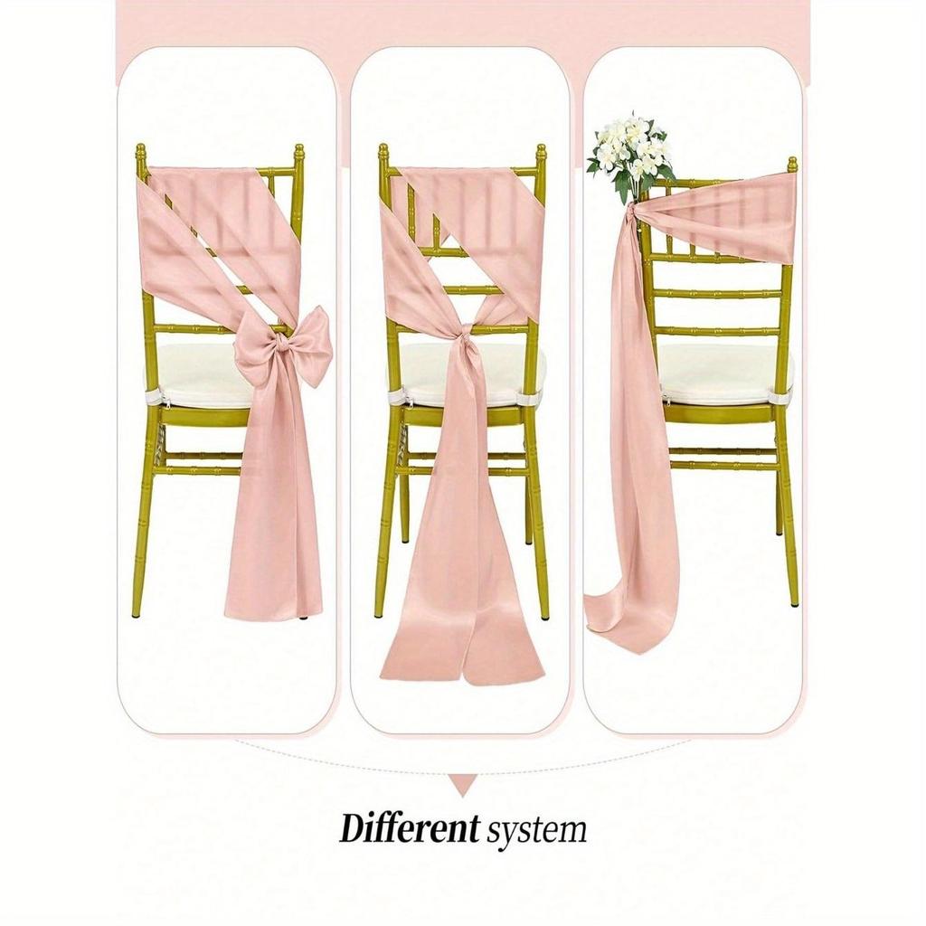 Pinke Satin Stuhlschleifen Hochzeit Stuhlbänder Schleifen Seide Stuhlknoten Bänder für Empfang Restaurant Veranstaltung Bankett Party Hotel Dekorationen
