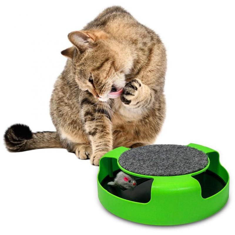 Durable Non-Toxic Plastic Interactive Cat Toy, Claw Grooming Feature In Bright Colorful Design, Battery-Free Rotating Mouse For Exercise And Agility