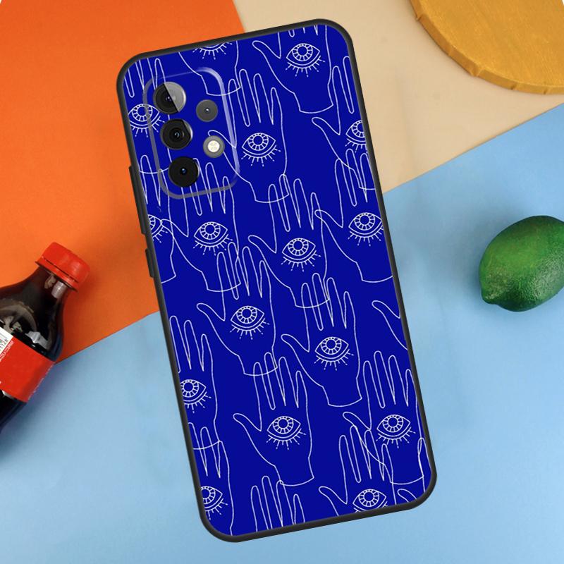 Blue Evil Eye Case For Samsung Galaxy A34 A54 A14 A35 A55 A15 A56 A36 A26 A16 A06 A12 A22 A32 A52 A13 A53