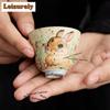 25ml Karamellglasur Kaninchen Blumenpflückende Kürbis-Teetasse Luxuriöse Teeschale Niedliche Tasse Teeverkostung Riechbecher Jianzhan Meistertassen Cha