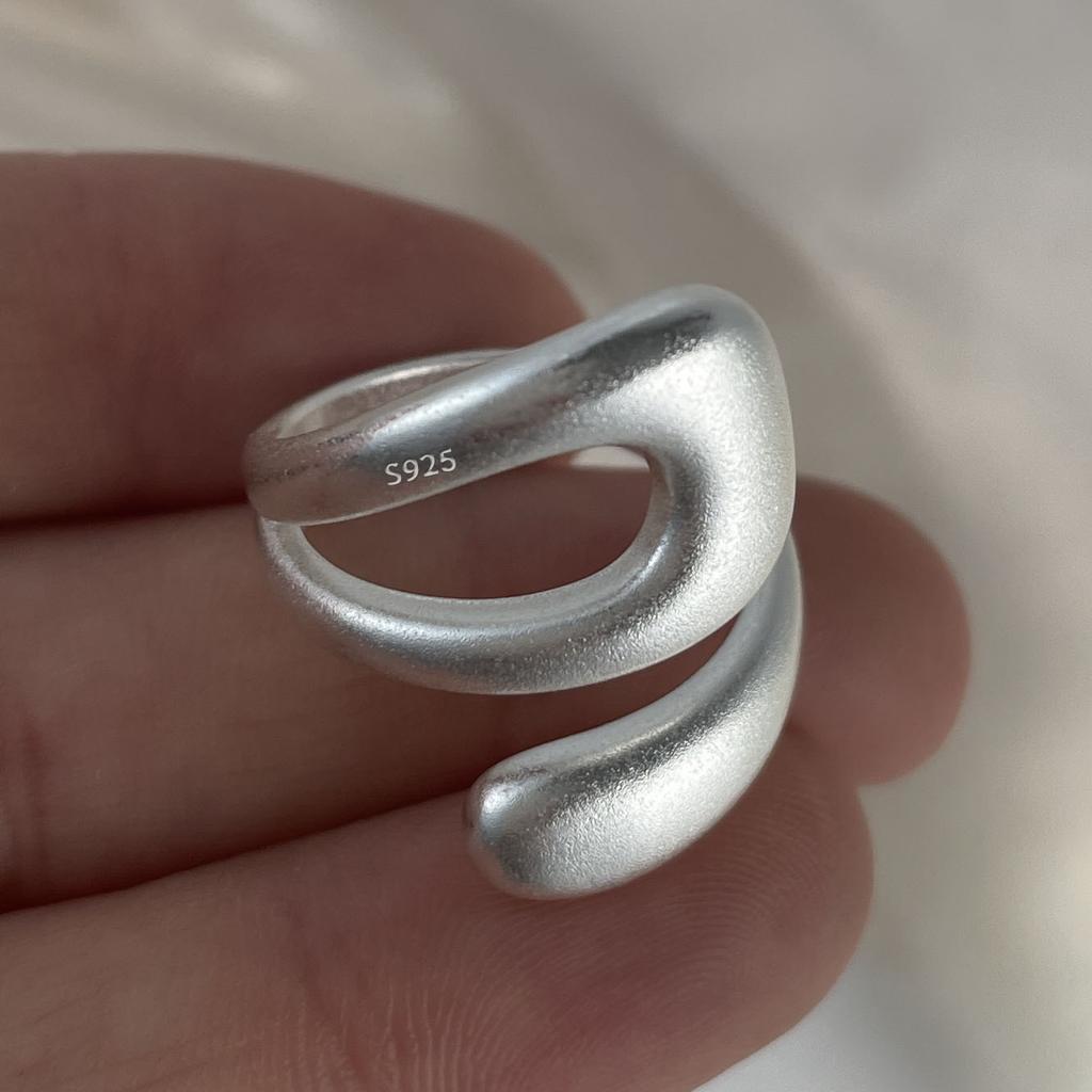 925 Sterling Silver Rings for Women Couple Minimalist Handmade Simple Hollow Gold RingJewelry Gift Prevent Allergy