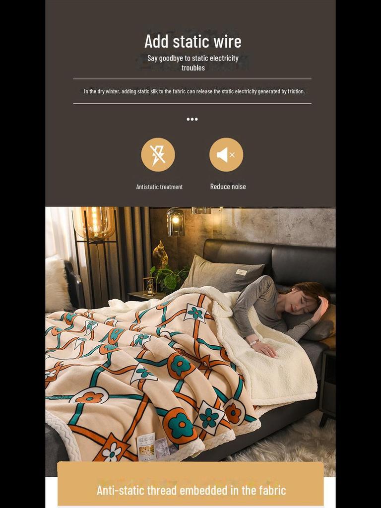 Taffeta Composite Lamb and Milk Fleece Blanket - Multifunctional Gift for Napping and More