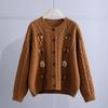 Vintage Embroidery Cardigan Sweater Coat for Women Thickened Loose Long Sleeve Autumn Winter Fashion