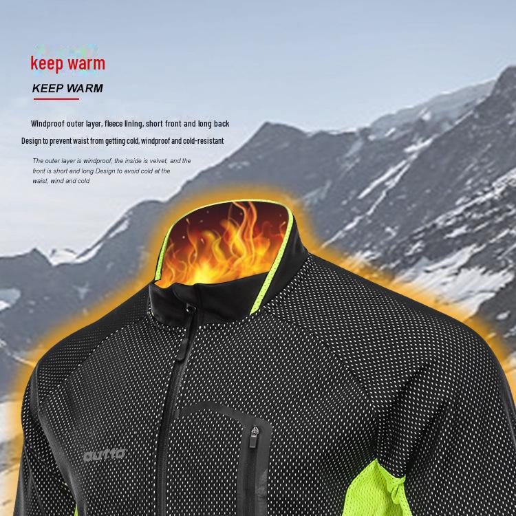 Men's Long-Sleeve Fleece Cycling Jersey - Warm, Windproof, Autumn/Winter Jacket