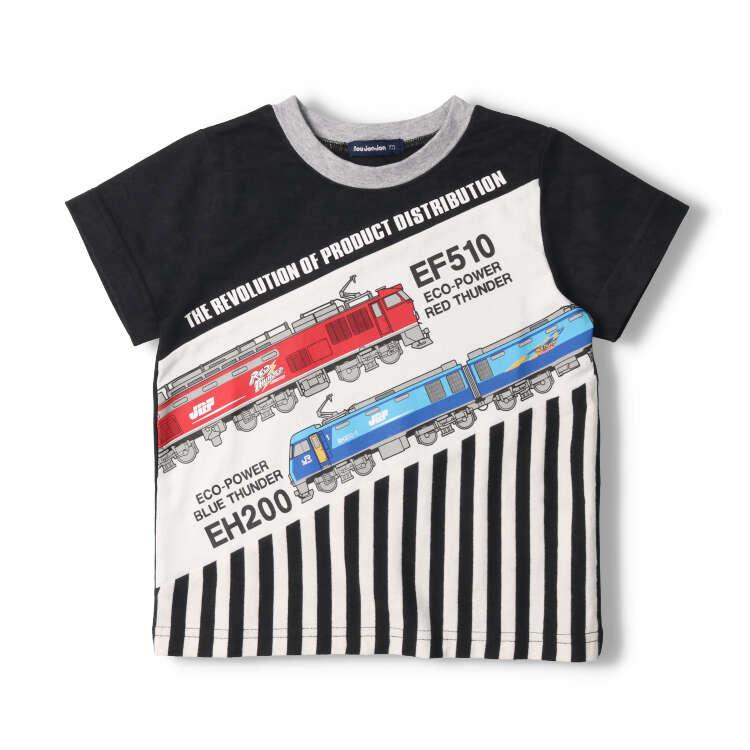 [Children's Clothing] Moujonjon (Moojeongjeong) JR Freight Train Striped Short Sleeve T-Shirt 90cm-130cm F30888
