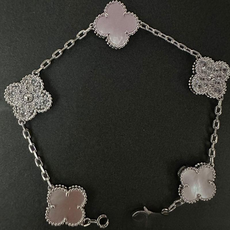 Exquisite Four-leaf Clover Bracelet for Women Five-flower Bracelet Double-sided Natural White Mother-of-pearl and Carnelian Bracelet