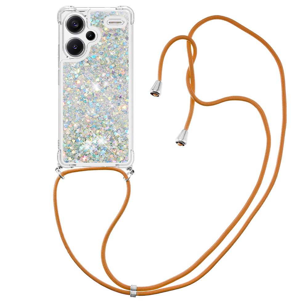 

Crossbody Lanyard Necklace Strap Quicksand Case For Xiaomi Redmi Note 13 Pro 4g 5g Plus Poco X6 Glitter Shockproof Liquid Cover For Poco X6 Pro 5G&Case & Strap