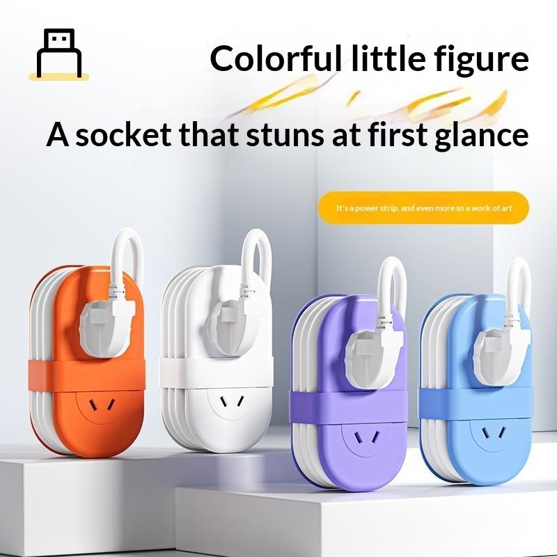Pocket Power Strip Extension Cord 1Ac 2Usb 2Type C Socket Pure Minimalist Style Pd 15.5W Fast Charging Home Travel