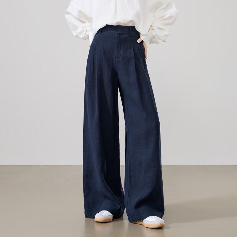 ESE-Y Women's Hemp Wide-Leg Straight Casual Pants