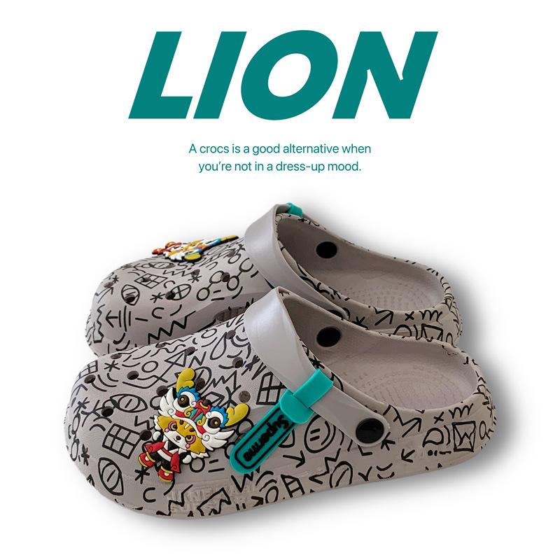 Cool slippers women's summer outer wear household thick-soled non-slip hole shoes ins couple beach slippers men