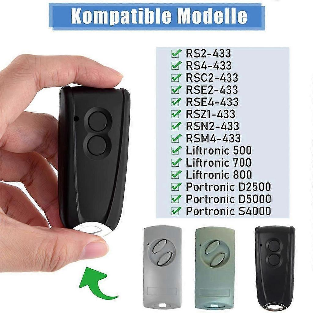2pcs Garage Opener Remote Control for RSC2-433 RSE2-433,RSZ1-433,Gate Handheld Transmitter for Liftr