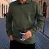 Spring/Autumn 2025 Men's Fashion Casual Long-sleeved T-shirt with Loose Threaded Collar Men's Casual Sports Polo Shirt