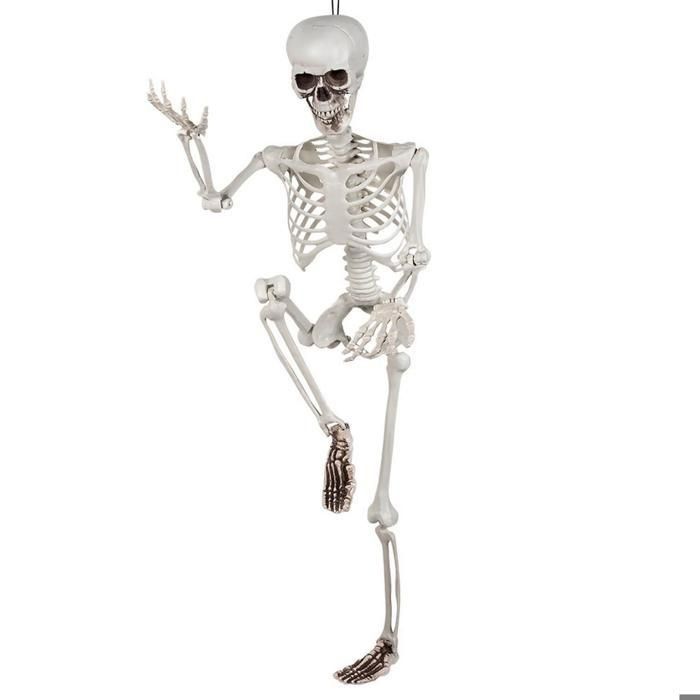 Squelette à suspendre - AIMOONSA - Articulé - 90 cm - Bras et jambes mobiles - Décoration Halloween