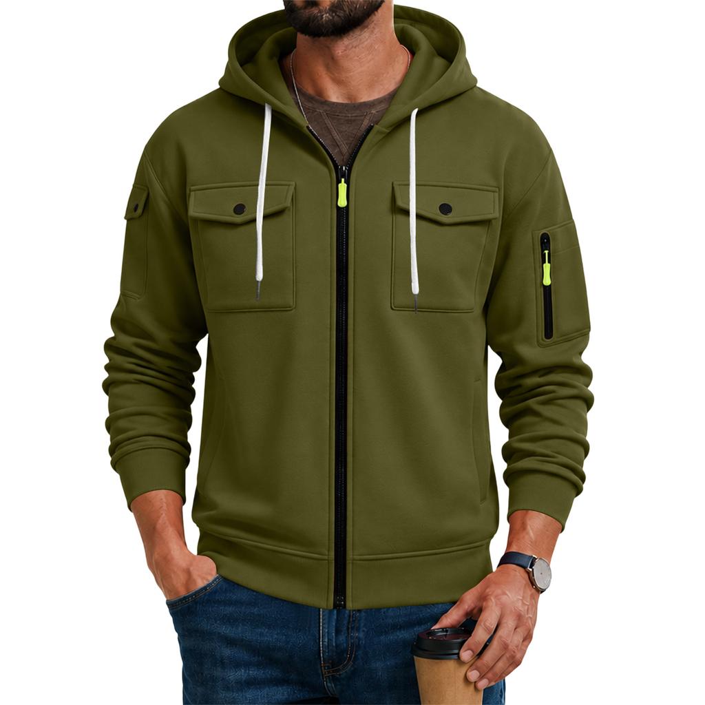 Men's Color Hooded Lightweight Jacket for Fall and Winter
