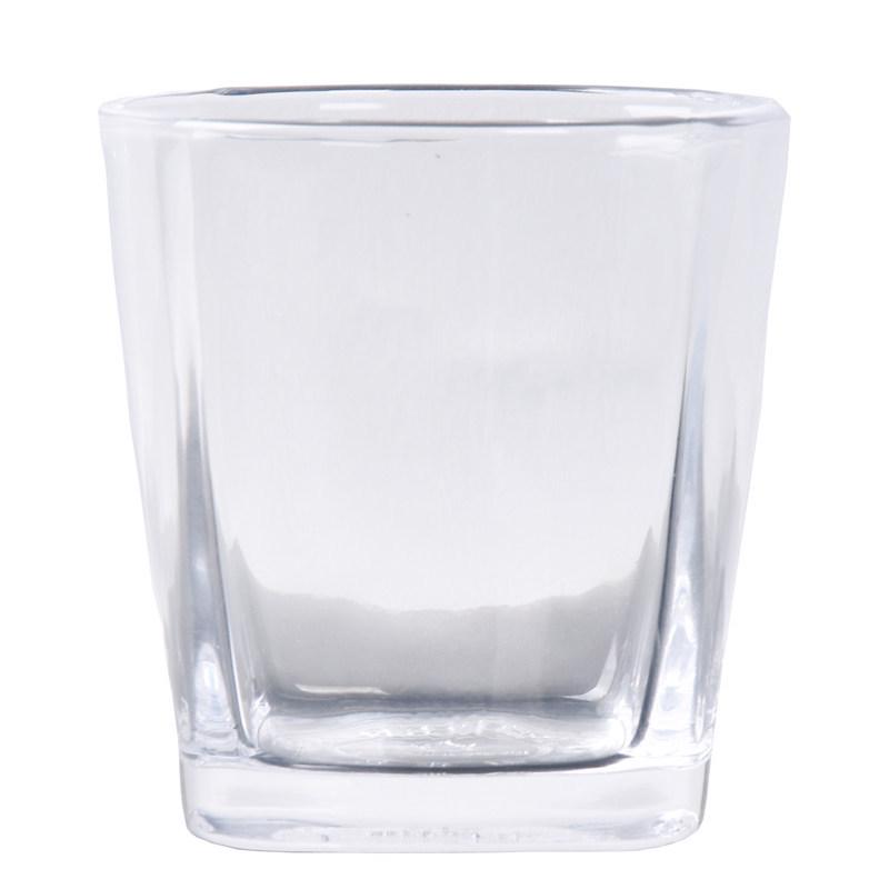 Set of 6 Transparent Square Glasses: Wine, Whiskey, Beer, Water - Thick Tempered Glass Cups