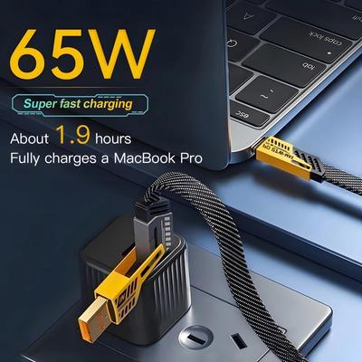 4 In 1 Mecha Fast Charging Data Cable Cord PD 27W For iPhone 15 Samsung Xiaomi 65W USB Type C Multi Port Quick Charge Wire Line