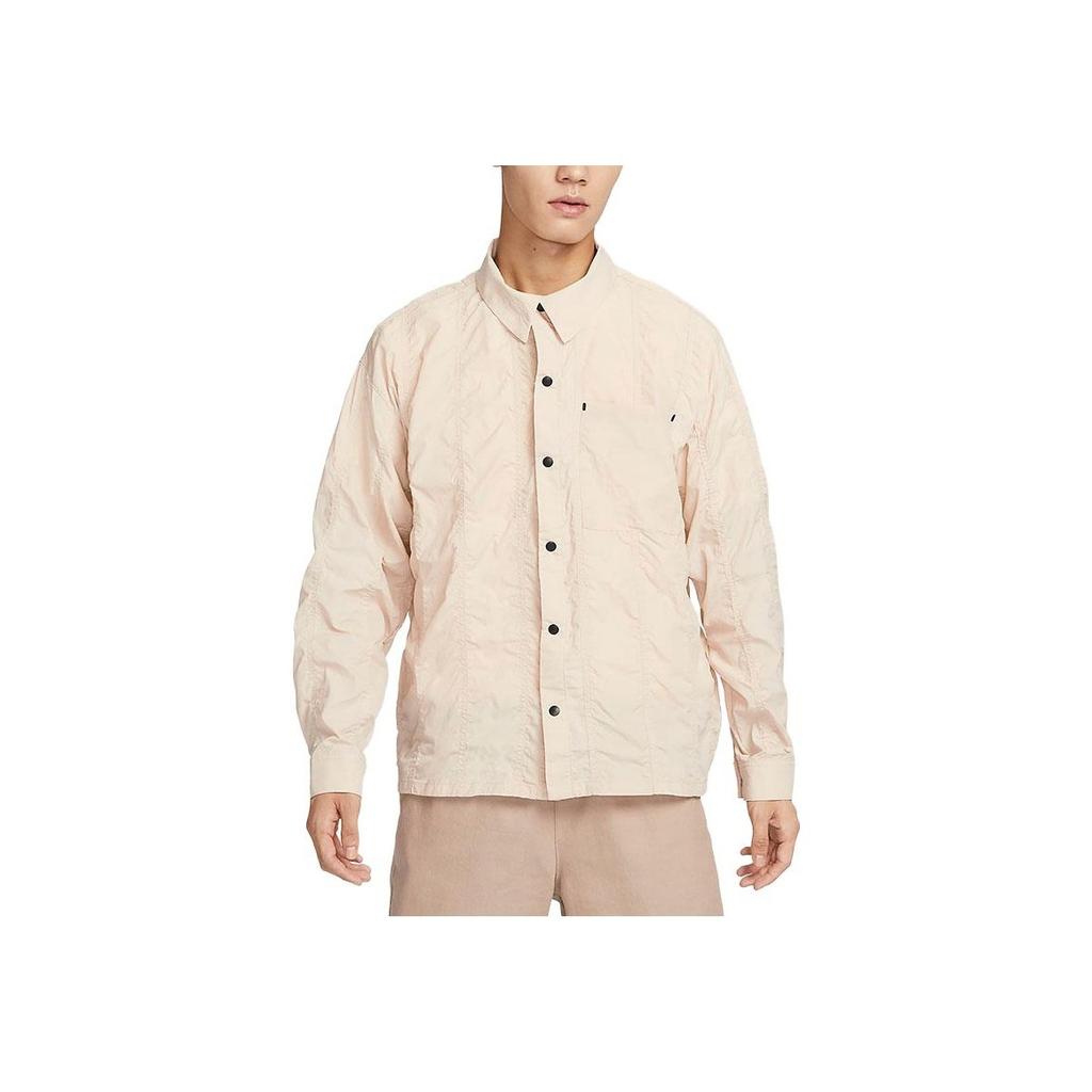 Nike Sportswear Tech Pack Textured Woven Long Sleeve Shirt Men Tops Sand-Dune White FB7364-126