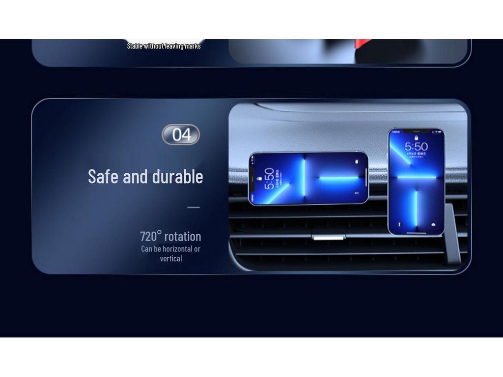 720° Rotating Magnetic Car Phone Holder with Folding Mount