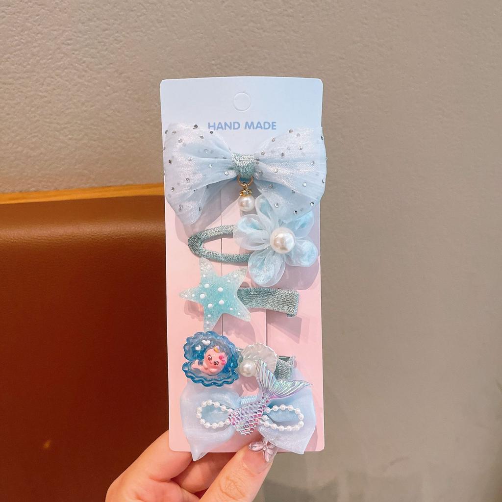 Summer Ocean Starfish Shell Hairpin Cute Children'S Hairpin Duck Beak Clip Pearl Hair Accessories Headgear Clip Girl