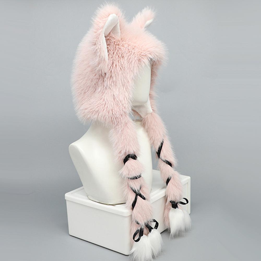 Fursuit Fur Plush Warm Hat Fluffy Costume Party Hat Outdoor Cat Ears Headwear