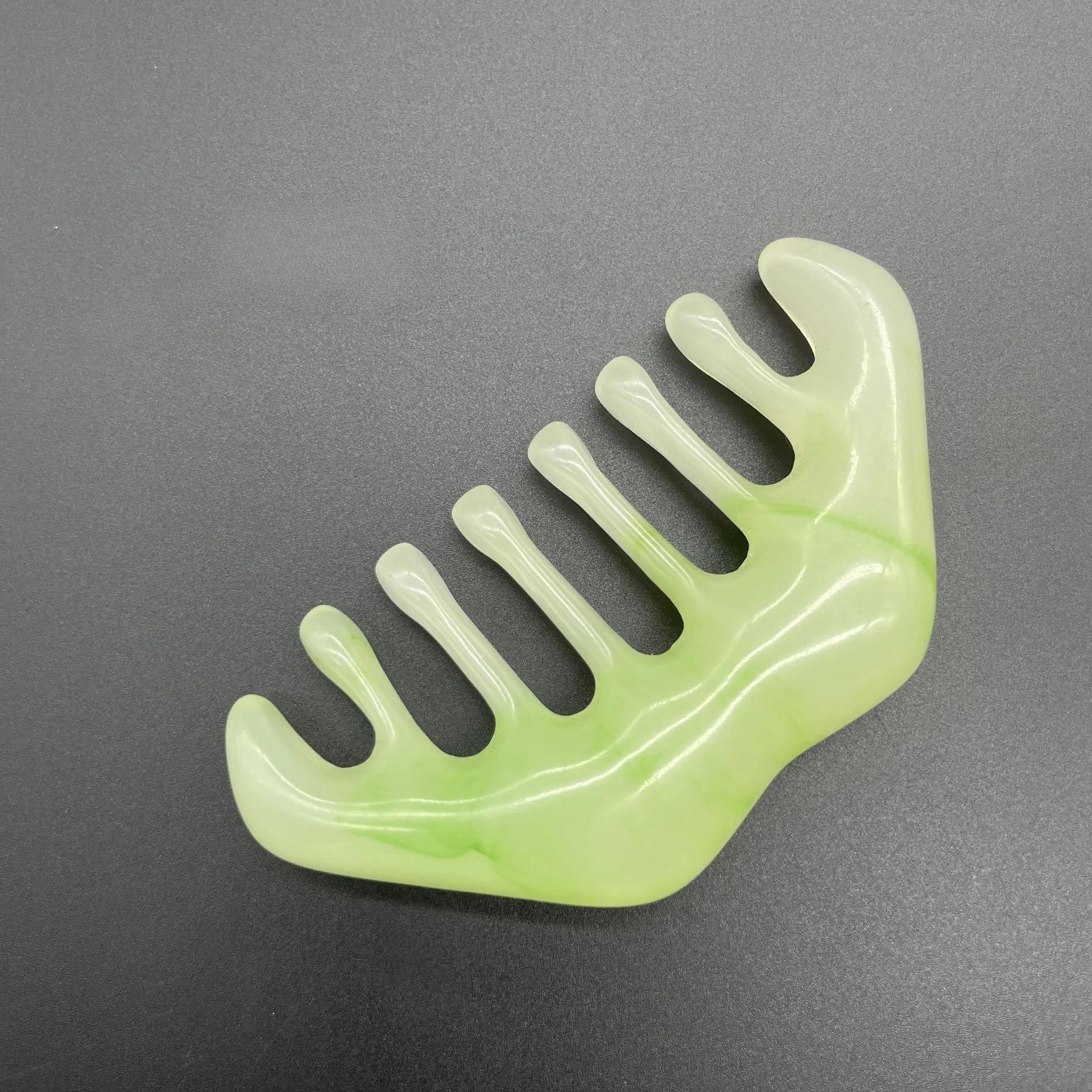

Resin Gua Sha Massage Comb Head Body Scraping Reflexology Scraping Hair Comb Scalp Care SPA Meridian Massage Comb зелёный