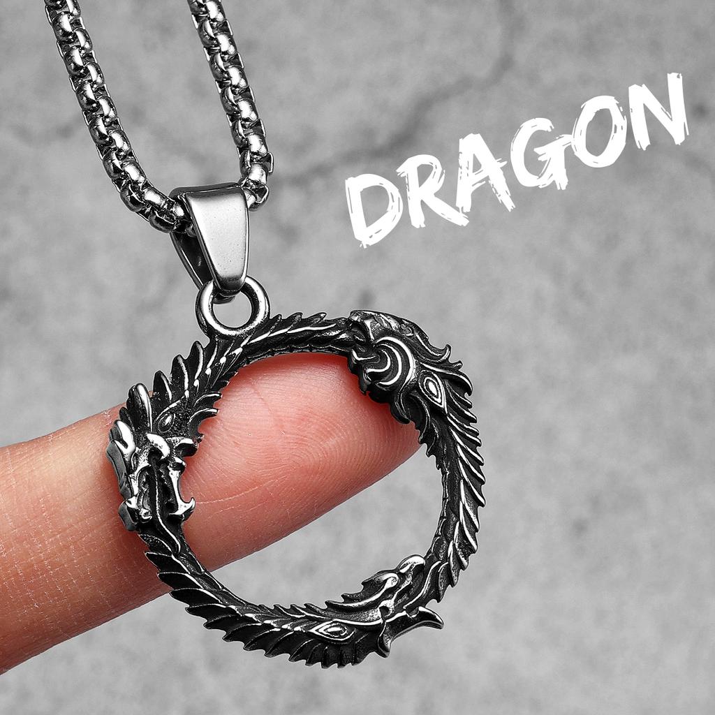 Triple Dragon Ring Amulet Men Necklaces Stainless Steel Pendant Chain Women Fashion Jewelry New In Accessories Gifts