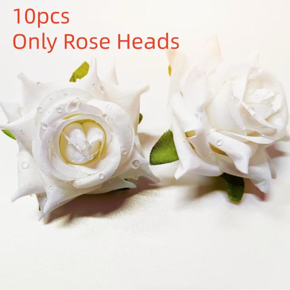 10pcs 3D Dew Drops Artificial Rose DIY Elegant Flower Arrangement  Home Decor