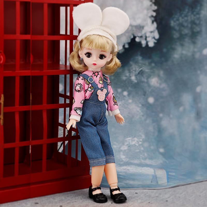 30CM Mini Rörlig 23 Ledad docka Flickleksak 3D Big Eyes BJD Princess Full Outfits Klänningar Collection Barndocka Present