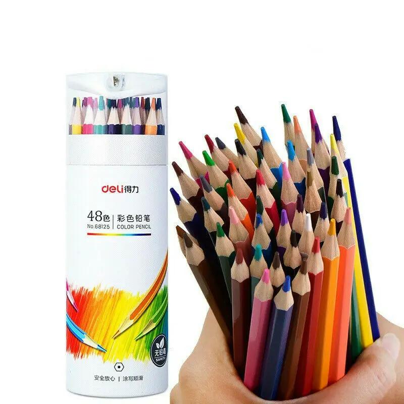 12/24/36/48 Colors Wood Pastel Colored Pencil Set Oil Colour Lead Drawing and Coloring Pencil  for School Kids Drawing Pencils