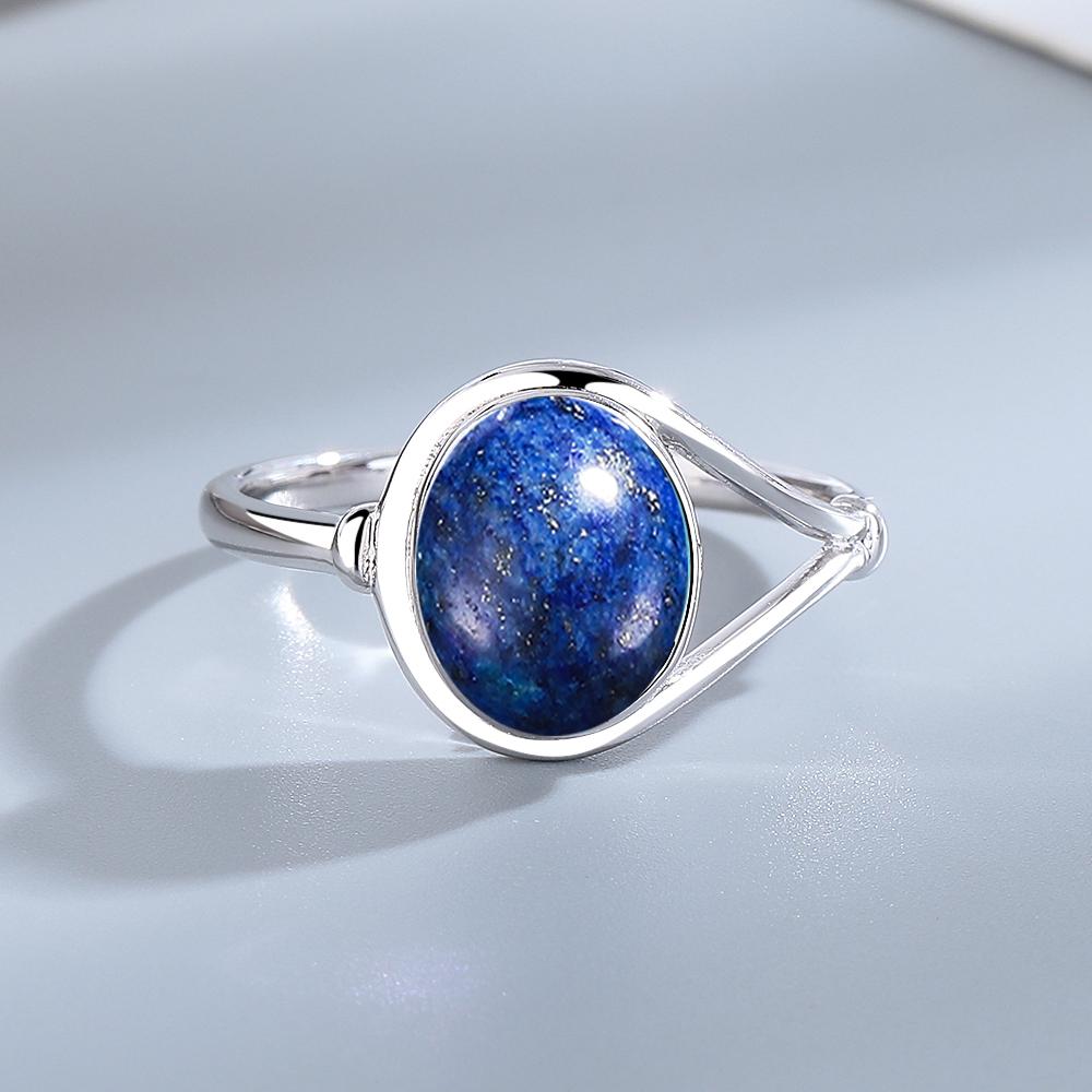 Dainty Natural Moonstone Ring 8*10MM Round Amethyst Agate Stone Vintage Silver Jewelry Ring For Women Party Anniversary Gifts