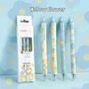 Conjunto de 4 Canetas Gel Florais Românticas Estampa Floral Adorável Ponta Esferográfica 0.5mm Tinta Preta para Escrever