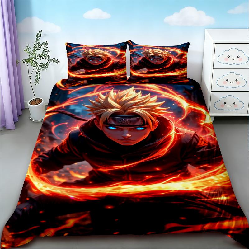 3pcs Naruto Duvet Cover Anime Cartoon Bedding Set Quilt Cover Twin Full Single Size Teens Boys Bedroom Dormitory Decor