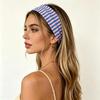 Stretchy Wide Striped Headbands Soft Non-Irritating Breathable Fabric 6 Color Choices for Yoga Travel Daily Wear