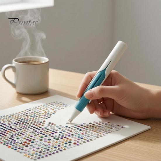 Manual Bead Dispensing Pen Auto Dispenser Pen, Wax Free Faux Diamond Art Automatic Picker Tool for Round Diamonds DIY Crafts Handmade Supplies