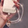 Hanging Cord Glitter Rhinestone Phone Lanyard Handheld Mobile Phone Chain  Women/Lady/Girl