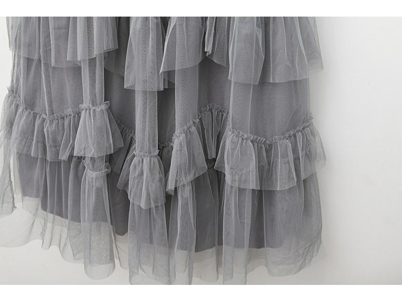 Vestido de Fada A-line em Camadas de Tule com Babados Outono/Inverno 2024 para Mulheres