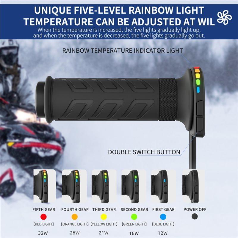 Motorcycle Heated Grips,1 Pair Universal 12V 22Mm Electric Heating Handle Adjustable Temperature,For Motorbikes